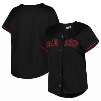 Женское черное джерси на пуговицах Boston Red Sox больших размеров в стиле поп-музыки