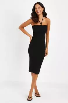 Женское черное мини-платье без бретелек с воротником-бретелькой Y2273 Cool & Sexy, черный