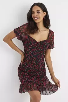 Женское черное мини-платье из тюля со сборками спереди Cool & Sexy, разноцветный