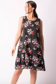 Женское черное платье без рукавов с большим цветочным узором armonika, черный