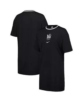 Женское черное платье-футболка LA28 Essential Nike, черный