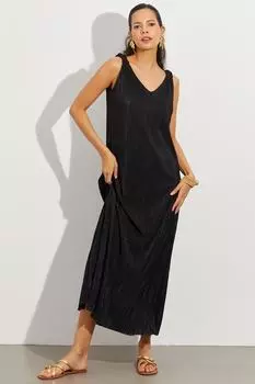 Женское черное платье-миди со складками на подкладке BK1646 Cool & Sexy, черный