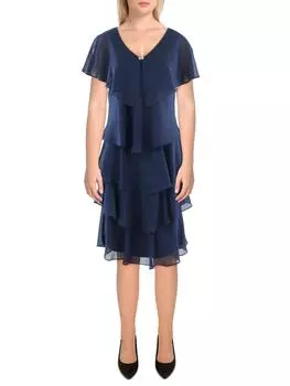 Женское декорированное коктейльное и вечернее платье миди SLNY