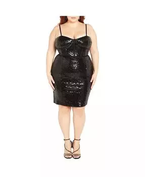 Женское девичье платье с пайетками CITY CHIC, черный