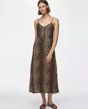 Женское длинное леопардовое платье Pieces, коричневый