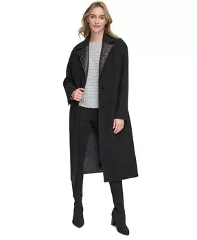 Женское длинное пальто с пуховой отделкой Calvin Klein, черный