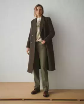 Женское длинное пальто с узором «елочка» Lloyd's, темно-зеленый