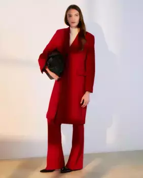 Женское длинное пальто строгого кроя Woman El Corte Ingls, цвет 600 Rojo