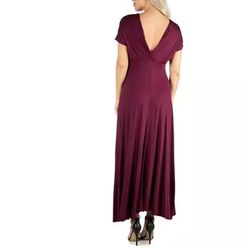 Женское длинное платье макси с короткими рукавами 24seven Comfort Apparel, цвет Wine