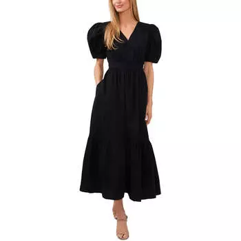 Женское длинное платье макси с рукавами-фонариками CeCe, цвет rich black