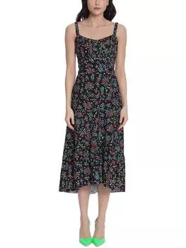 Женское длинное платье макси со сборками Donna Morgan, цвет black cherry tomato