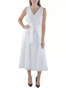 Женское длинное платье миди с поясом Anne Klein, белый