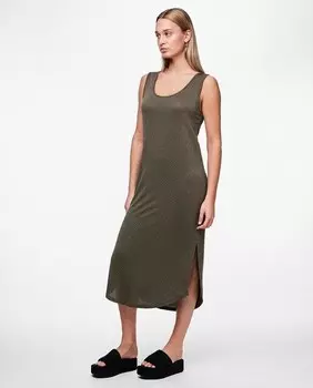 Женское длинное платье с круглым вырезом Pieces, зеленый