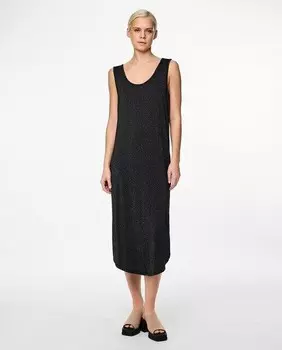 Женское длинное платье с круглым вырезом Pieces, темно-синий