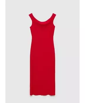 Женское длинное платье с открытыми плечами MANGO, красный