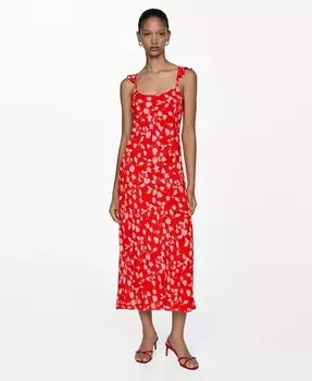 Женское длинное платье с принтом MANGO, красный