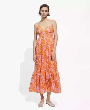 Женское длинное платье с принтом MANGO, оранжевый