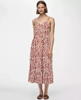 Женское длинное платье с принтом Pieces, красный