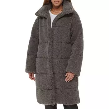 Женское длинное стеганое пальто из шерпы Levi's, цвет Carbon Gray