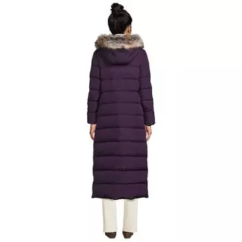 Женское длинное стеганое зимнее пуховое пальто с капюшоном из искусственного меха Lands End Lands' End