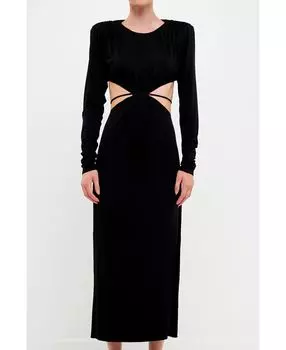 Женское длинное трикотажное платье с перекрещенной открытой спиной Grey Lab, черный