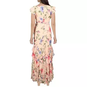 Женское длинное вечернее платье Vikrana с рюшами Lauren Ralph Lauren, цвет Pink Multi