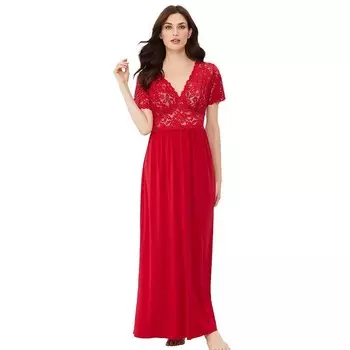 Женское длинное вязаное платье с кружевным верхом Amoureuse, цвет Classic Red