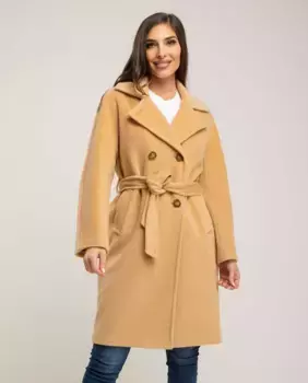 Женское двубортное матерчатое пальто с японскими рукавами Fsh, цвет Camel