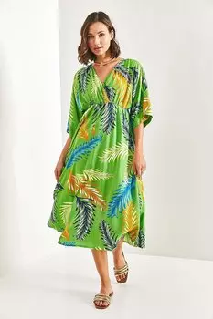 Женское двубортное платье с вырезом спереди и разрезом спереди SHADE, зеленый