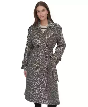 Женское двубортное тренчкотто с поясом DKNY, коричневый