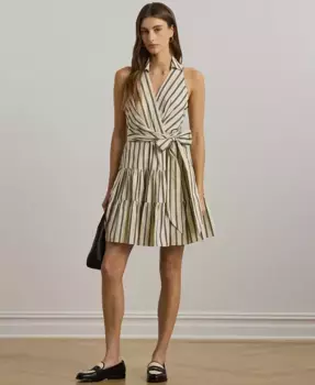 Женское двухцветное креповое платье без рукавов Lauren Ralph Lauren, слоновая кость/кремовый