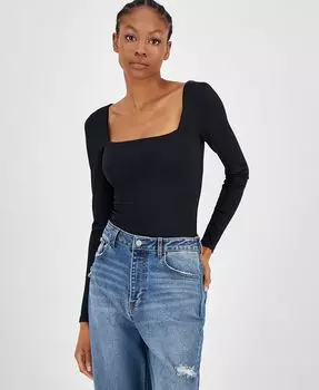 Женское двухслойное боди в рубчик с квадратным вырезом And Now This, черный