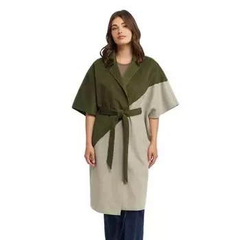 Женское двухстороннее пальто-накидка ручной работы в стиле колор-блок Ellen Tracy, серый