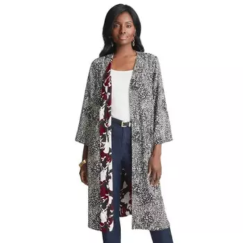 Женское двустороннее кимоно больших размеров Jessica London, цвет Burgundy Floral