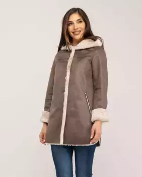 Женское двустороннее пальто с капюшоном Fsh, темно-коричневый