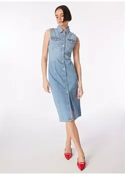 Женское джинсовое платье миди цвета светло-индиго F4SL-ELB0002 Fabrika, индиго