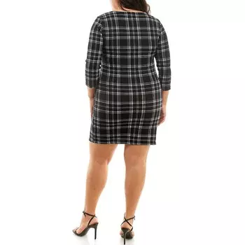 Женское фактурное платье с карманами из крепа Nina Leonard, цвет Black Ivory