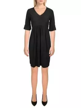 Женское фактурное платье-трапеция с V-образным вырезом Petites NY Collection, черный