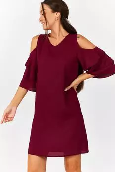 Женское фиолетовое платье с открытыми плечами и рюшами и V-образным вырезом armonika, фиолетовый