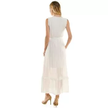 Женское газовое платье макси с завязкой на талии Luxology Luxology, белый