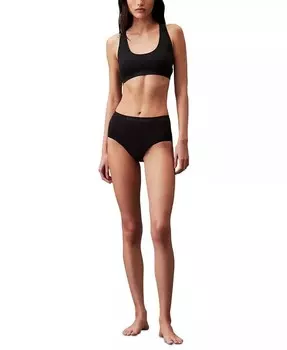 Женское гибкое бесшовное бикини с высокой посадкой, нижнее белье QD5160 Calvin Klein, черный