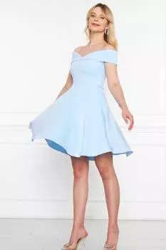 Женское гибкое вечернее платье без бретелек из ткани с аквалангом, голубое выпускное платье lovebox, синий