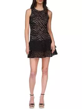Женское хлопковое короткое мини-платье MICHAEL Michael Kors, черный