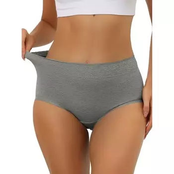 Женское хлопковое нижнее белье с высокой посадкой и кружевной отделкой, контроль живота, полное покрытие, трусы ALLEGRA K, серый