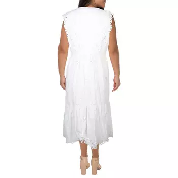 Женское хлопковое платье макси с люверсами Vineyard Vines, цвет White Cap