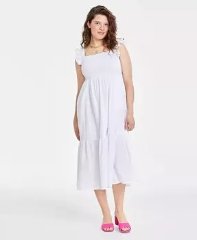 Женское хлопковое платье миди с присборами On 34th, белый