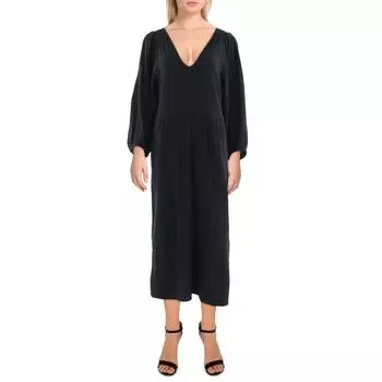 Женское хлопковое платье миди с вырезом на спине Madewell, черный