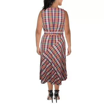 Женское хлопковое платье миди в клетку Madras Lauren Ralph Lauren, мультиколор