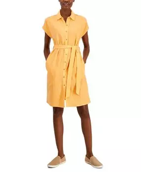 Женское хлопковое платье-рубашка из гофрированного газа, созданное для macy's Style &amp; Co, мульти