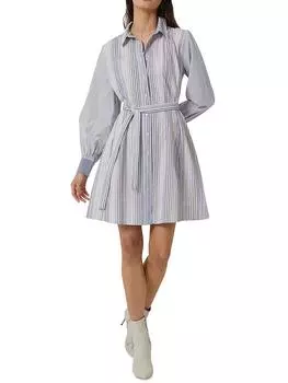Женское хлопковое платье-рубашка выше колена French Connection, цвет stripe multi